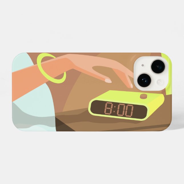 Händeschalten auf den Knopf Wecker-Schlummertaste iPhone Hülle (Rückseite (Horizontal))