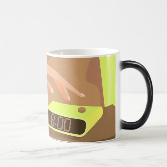 Händeschalten auf den Knopf Wecker-Schlummertaste Verwandlungstasse (Rechts)