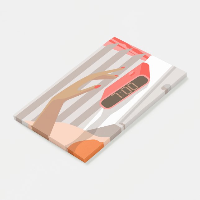 Händeschalten der Frauen auf den Knopf für den Wec Post-it Klebezettel (angewinkelt)