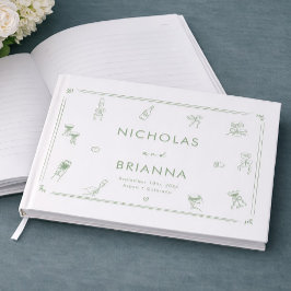 Händeschild Weiße und Grüne Hochzeit Gästebuch