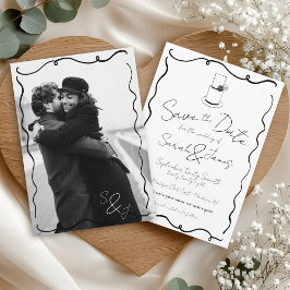 Händeschrift Schwarz-Weiß-Foto Hochzeit Save The Date