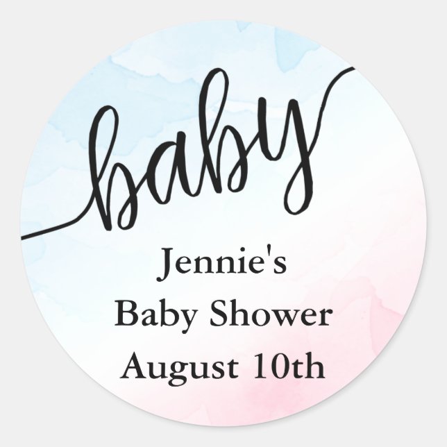 Händeschriften Pink und Blue Baby Dusche Gefallen  Runder Aufkleber (Vorderseite)