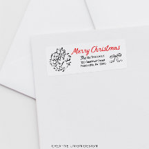 Händezeichnen Merry Christmas Return Address Label