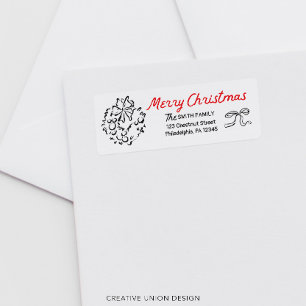 Händezeichnen Merry Christmas Return Address Label