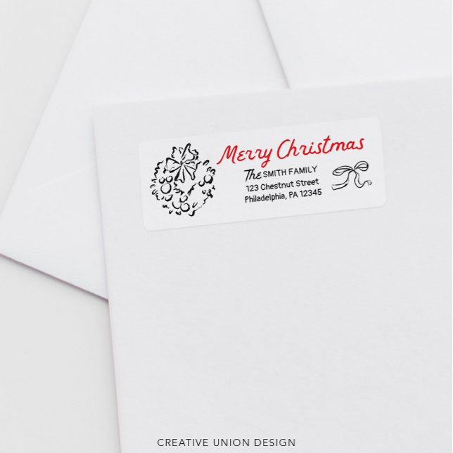 Händezeichnen Merry Christmas Return Address Label (Von Creator hochgeladen)