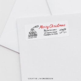 Händezeichnen Merry Christmas Return Address Label