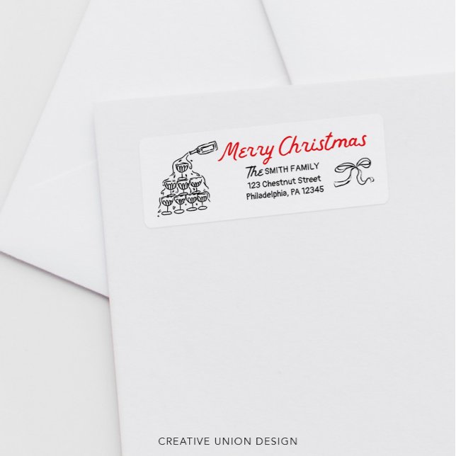 Händezeichnen Merry Christmas Return Address Label (Von Creator hochgeladen)