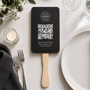 Handfächer Benutzerdefiniertes QR-Code-Logo Schw