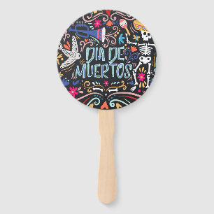 Handfan Colorful Dia de Los Muertos Fächer
