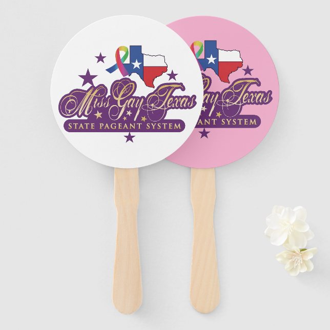Handfans mit dem Logo "Miss Gay Texas Staat" Fächer (Vorne und Hinten)
