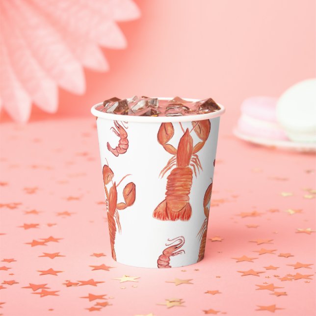 Handfarbe Meeresfrüchte Hummer Garnelen Krabbenbru Pappbecher (Insitu)