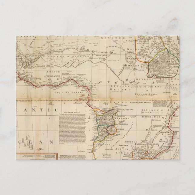 Handfarbene Karte aus Afrika (Vorderseite)