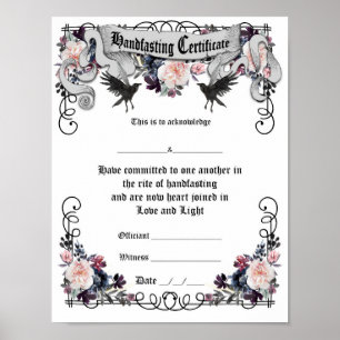 Handfasting Certificate Poster - Fantasy Ravens