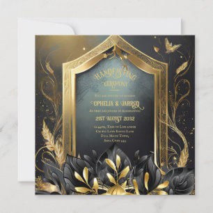 HANDFASTING INVITAATIONEN SCHWARZGOLD ETHEREAL EINLADUNG