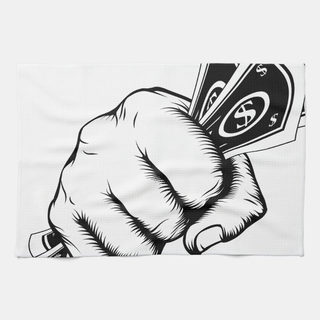 Handfaust mit Bargeld-Illustration Handtuch (Horizontal)