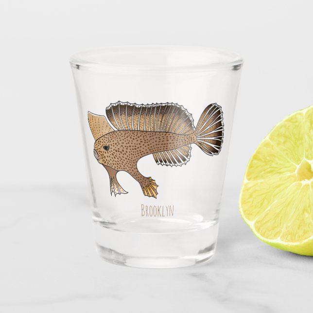 Handfish cartoon illustration  schnapsglas (Vorderseite)