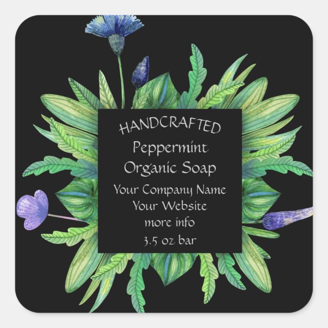 Handgearbeitete Blume Quadratischer Aufkleber (Vorderseite)