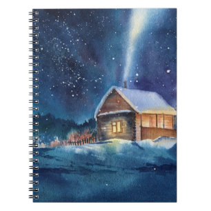 Handgearbeitete Winterlandschaft Notizblock