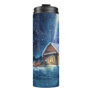 Handgearbeitete Winterlandschaft Thermosbecher