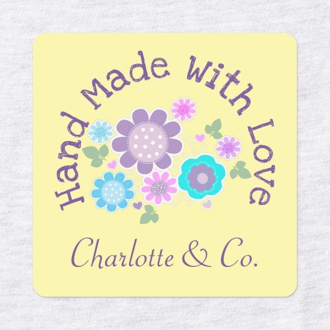 Handgeblümte mit Liebe Personalisiert Etiketten (Design 1)