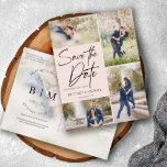 Handgebuchstabe Rosa Collage Save the Date Ankündigungspostkarte<br><div class="desc">Die Einführung in unsere handgeschriebene Fotokollektion Ankündigung Datum freihalten Postkarten. Diese Postkarten sind nicht nur eine Ankündigung, sie sind ein Ausdruck Ihrer Geschichte, des ersten Kapitels zu dem Ereignis, von dem Sie geträumt haben. Feiern Sie Ihren besonderen Moment mit diesem außergewöhnlichen Kunstwerk und wecken Sie die Vorfreude in jedem Empfänger....</div>