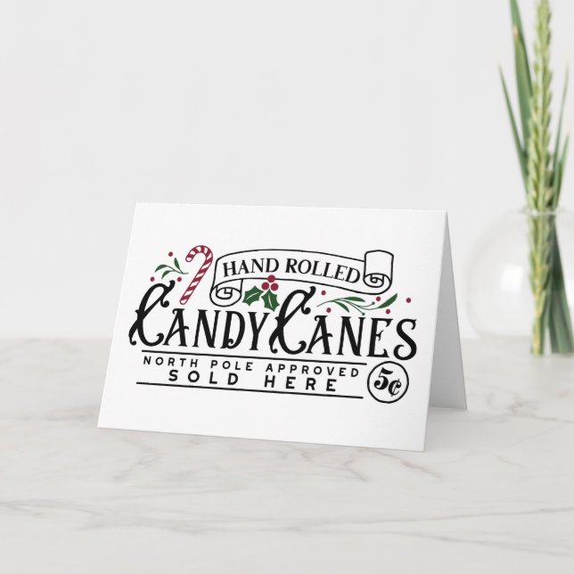 Handgedrehte Candy Canes Karte (Vorderseite)