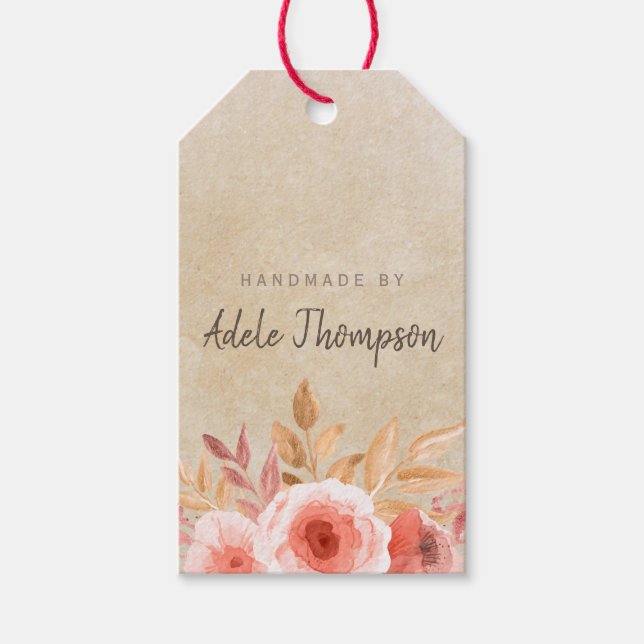 Handgefertigt aus Aquarellpapier Geschenkanhänger (Vorderseite)