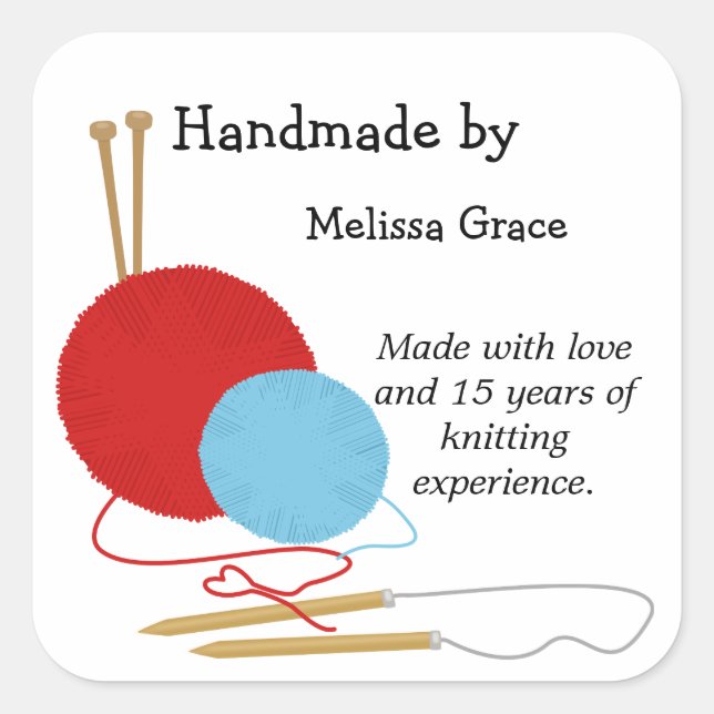 Handgefertigt durch Anheften von Stickern Quadratischer Aufkleber (Vorderseite)