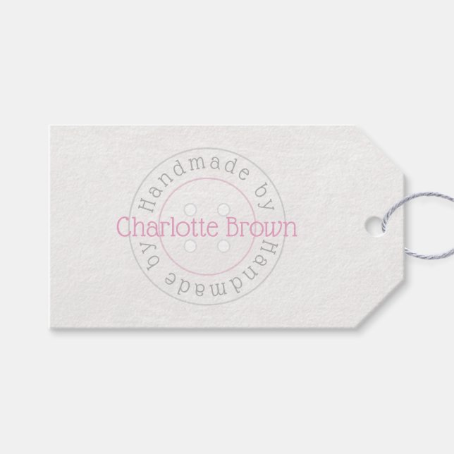 Handgefertigt durch Nähen von Tastengeschenkel Geschenkanhänger (Vorderseite (Horizontal))