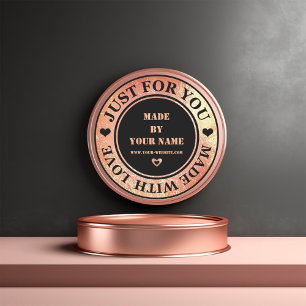 Handgefertigt für Sie gemacht Liebe Rose Gold Glas Runder Aufkleber