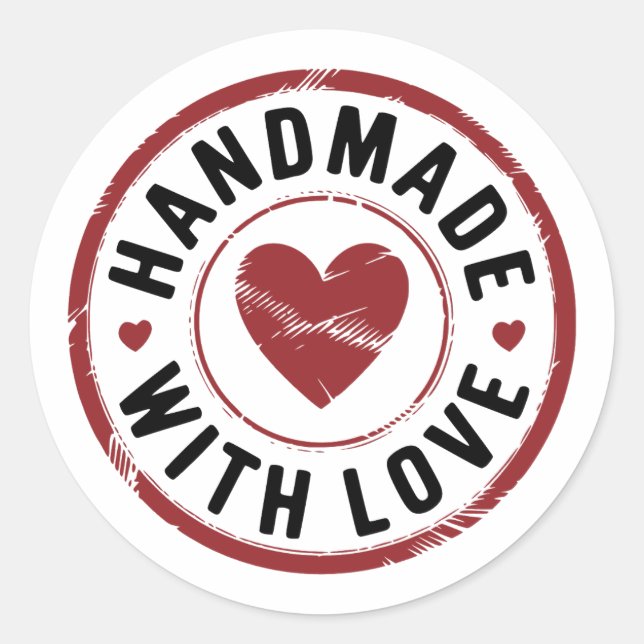 Handgefertigt mit Aufkleber für Liebe, schwarz und (Vorderseite)