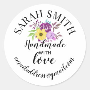 Handgefertigt mit dem Namen Blumenfirma Liebe Runder Aufkleber