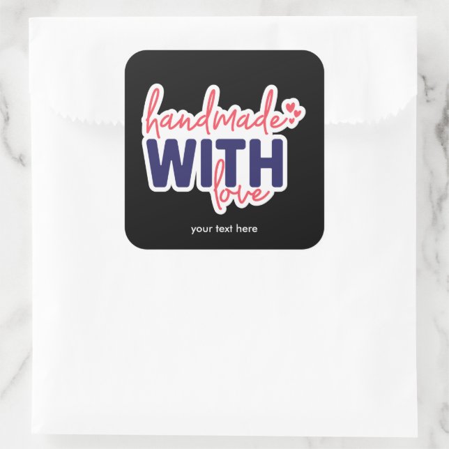 Handgefertigt mit Liebe Aufkleber (Tasche)