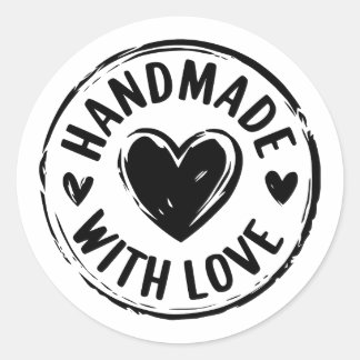 Handgefertigt mit Liebe Aufkleber mit Herzdesign
