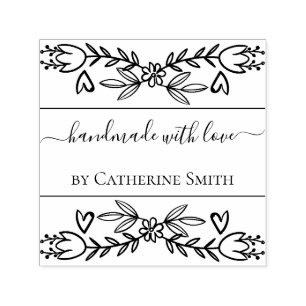 Handgefertigt mit Liebe Blumen-Stempel Permastempel
