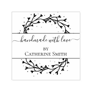 Handgefertigt mit Liebe Blumen-Stempel Permastempel