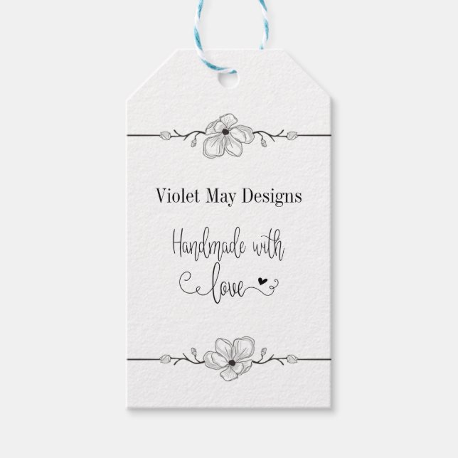 Handgefertigt mit Liebe Blumenstrauß Rustikale Kra Geschenkanhänger (Vorderseite)