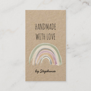 Handgefertigt mit Liebe Boho Rainbow Kraft Papier  Visitenkarte