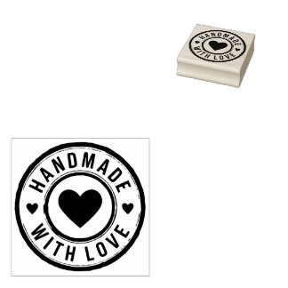 Handgefertigt mit Liebe Briefmarke mit Herz Gummistempel