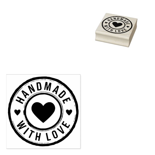 Handgefertigt mit Liebe Briefmarke mit Herz Gummistempel (Stempel)