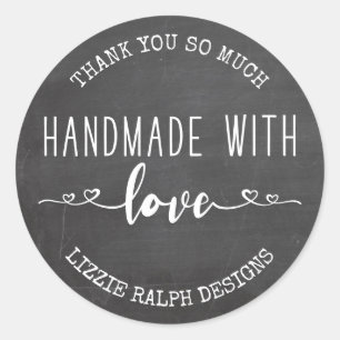 Handgefertigt mit Liebe Chalkboard Custom Vielen D Runder Aufkleber