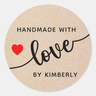 Handgefertigt mit Liebe Classic Round Aufkleber