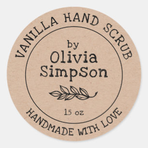 Handgefertigt mit Liebe Cosmetics Product Label Runder Aufkleber