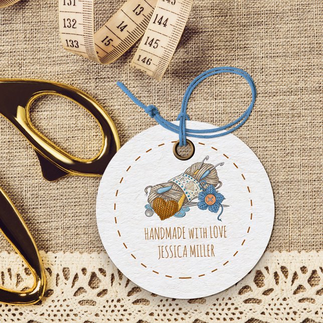 Handgefertigt mit Liebe Country Garn Weiß Geschenkanhänger (Handmade with Love gift tags)