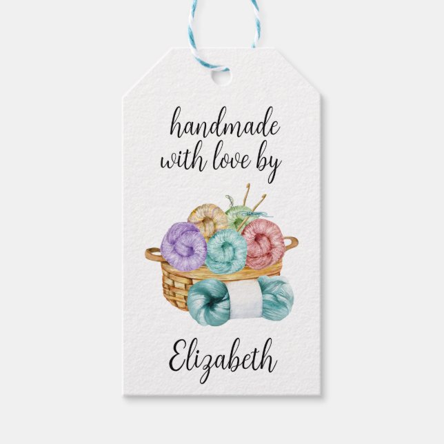 Handgefertigt mit Liebe Crochet Geschenkanhänger (Vorderseite)