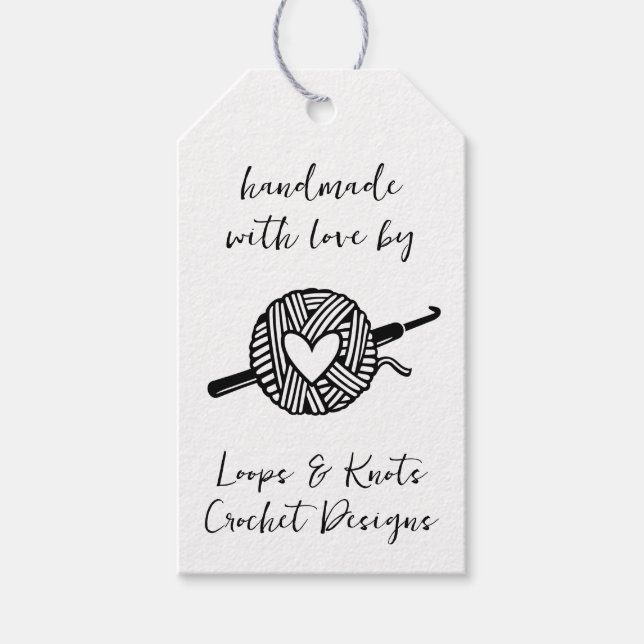 Handgefertigt mit Liebe Crochet Geschenkanhänger (Vorderseite)