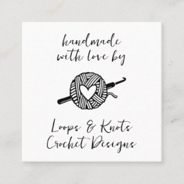 Handgefertigt mit Liebe Crochet Quadratische Visitenkarte