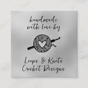 Handgefertigt mit Liebe Crochet Square Quadratische Visitenkarte
