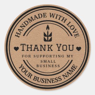 handgefertigt mit Liebe Danke, dass du Flame Runder Aufkleber