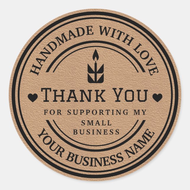 handgefertigt mit Liebe | Danke, dass du Flame Runder Aufkleber (Vorderseite)